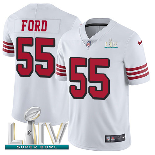 San Francisco 49ers Nike #55 Dee Ford White Super Bowl LIV 2020 Rush Youth Stitched NFL Vapor Untouchable Limited Jersey